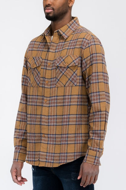 LONG SLEEVE FLANNEL FULL PLAID CHECKERED SHIRT