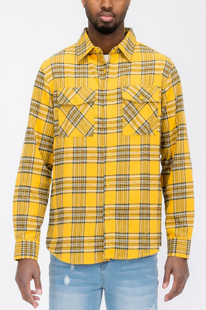 LONG SLEEVE FLANNEL FULL PLAID CHECKERED SHIRT