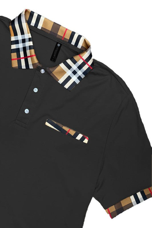 Checkered Plaid Short Sleeve Polo Shirt