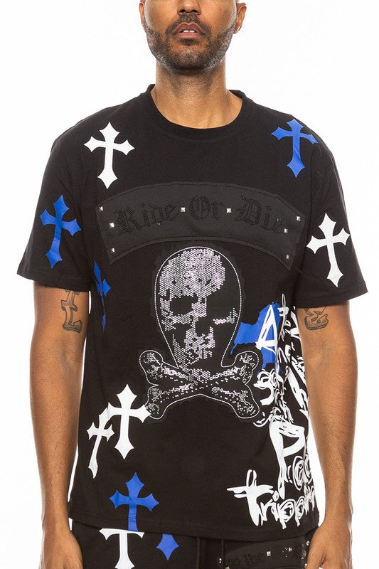 Weiv Cotton Print Chome Cross Thirt