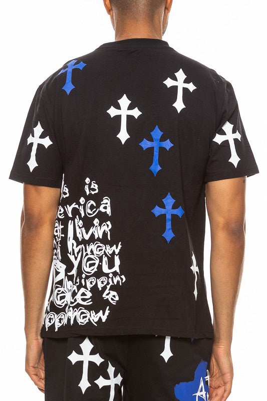 Weiv Cotton Print Chome Cross Thirt