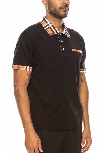 Checkered Plaid Short Sleeve Polo Shirt