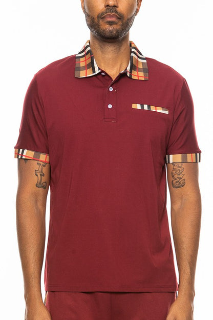 Checkered Plaid Short Sleeve Polo Shirt