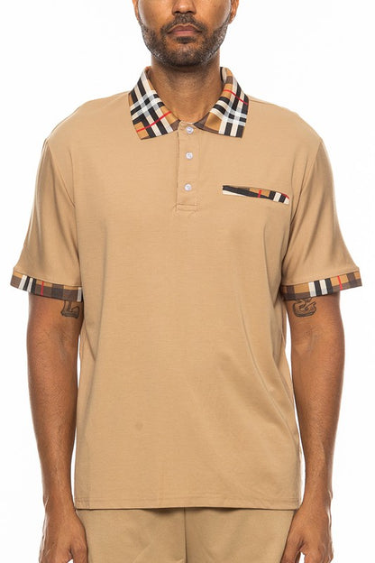 Checkered Plaid Short Sleeve Polo Shirt