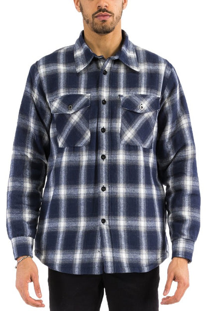 Mens Quilted Padded Flannel