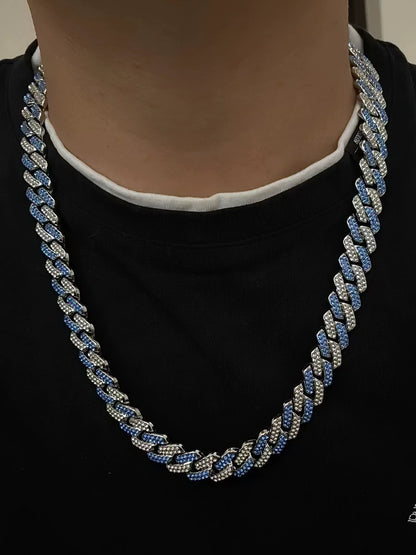 BLUE AND WHITE DYMOND Cuban Link Chain