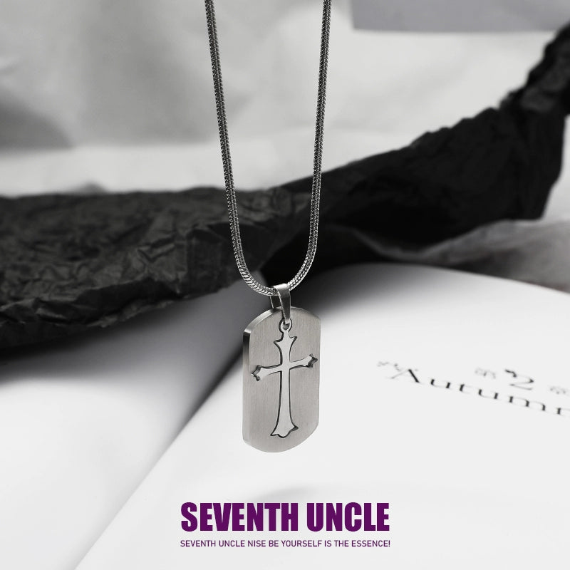 Trendy Men's Cross Pendant Student Ins Titanium Steel Necklace