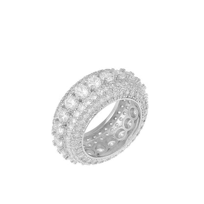 FIVE ROWS Full Diamond Zircon Ring