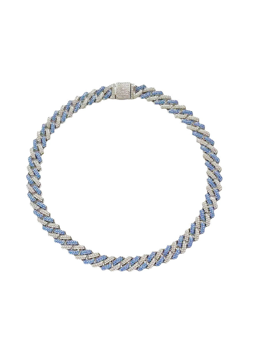 BLUE AND WHITE DYMOND Cuban Link Chain