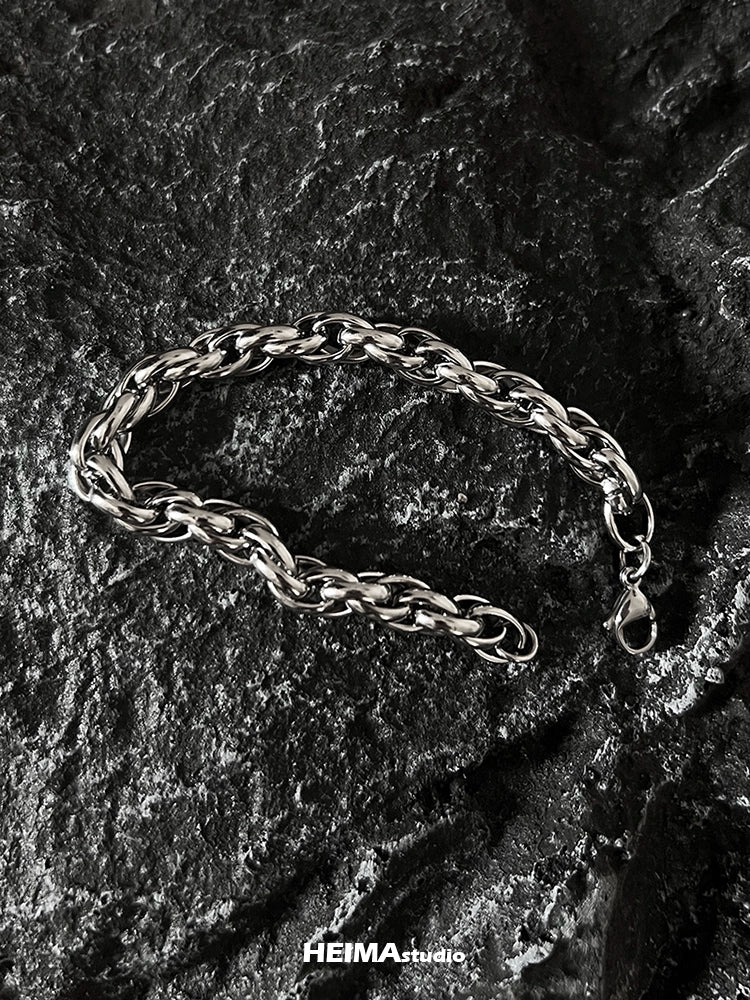 INS European Hip Hop Men's Titanium Steel Silver Keel Chain