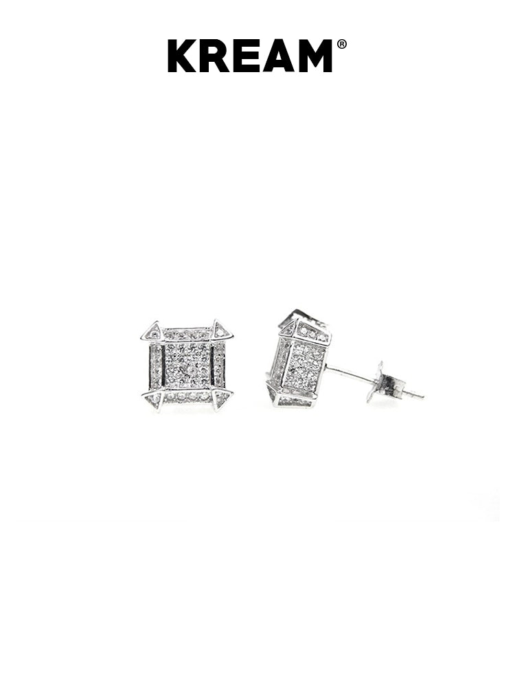 DYMOND IN THE DEBRIS Square Sterling Silver Stud Earrings for Men