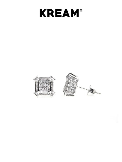 DYMOND IN THE DEBRIS Square Sterling Silver Stud Earrings for Men