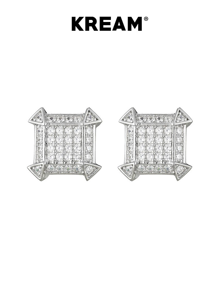 DYMOND IN THE DEBRIS Square Sterling Silver Stud Earrings for Men