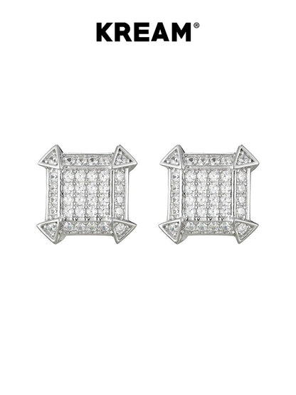 DYMOND IN THE DEBRIS Square Sterling Silver Stud Earrings for Men