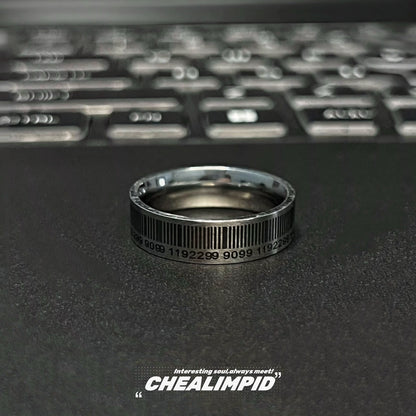 BAR CODE Original Design Titanium Steel Ring