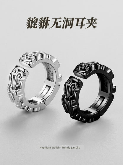 Titanium Steel Men's Creative Chinese Style Titanium Steel Hip Hop Earrings