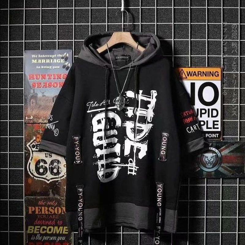 Harajuku Patchwork Japanese Hoodie