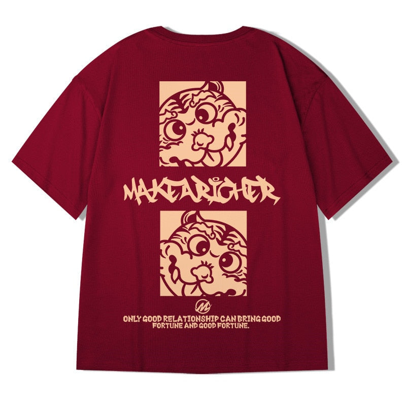 Streetwear Harajuku Wine Red T-shirt