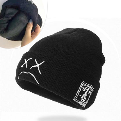 SAD EXPRESSION Embroidered Beanie